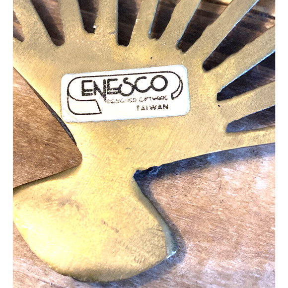 Vintage Enesco Solid Brass Dragon Paper Fan 11.75" Wide - Picture 6 of 7